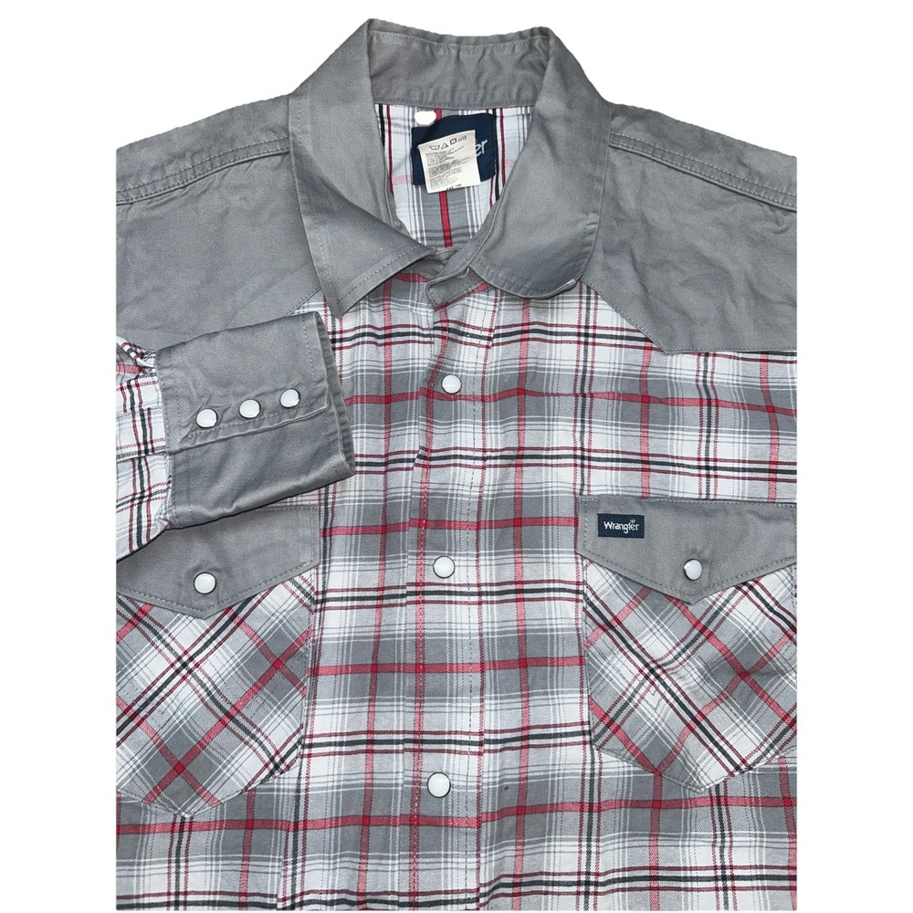 Vintage Wrangler Brushpopper Shirt Men 2XLT Plaid PearlSnap Western/Cowboy